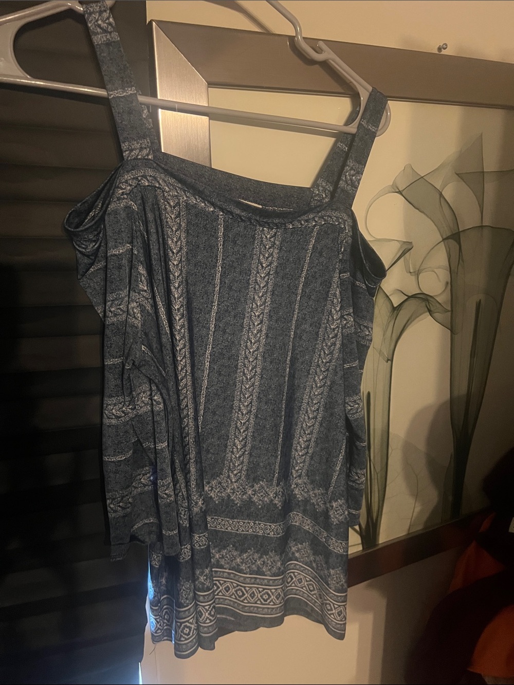 Blue Patterned Women's Camisole Tank with Wide Straps